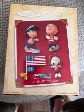 Hallmark Peanuts Olympic Ornament Set - Red and Blue